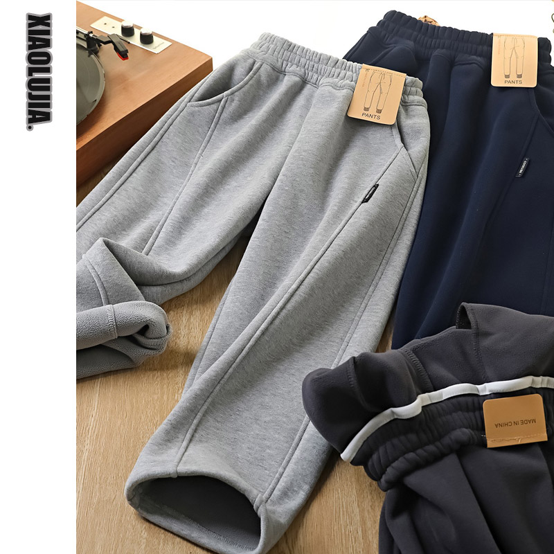 男童冬季宽松加绒运动裤