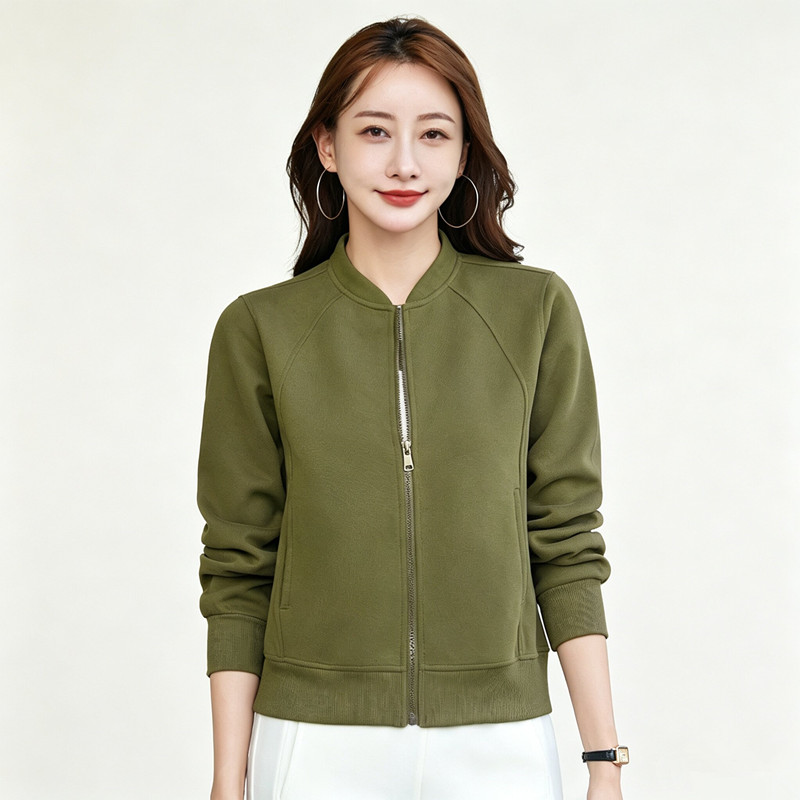 秋季新款美式棒球服女 简约百搭拉链开衫外套 休闲舒适短款上衣