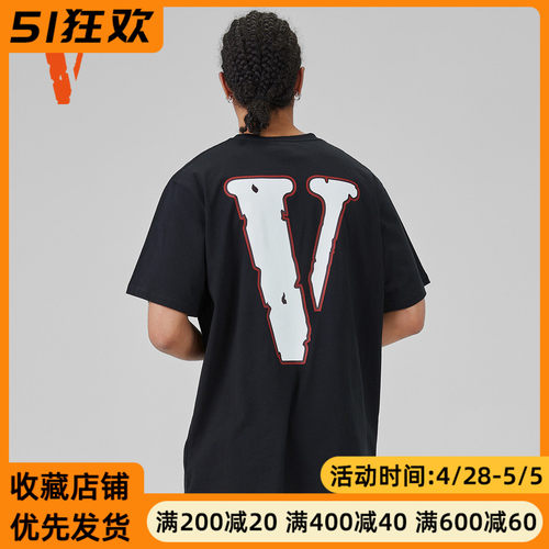 VLONE复古风撞色大LOGO印花米橙半袖FRIENDS系列情侣款短袖T恤