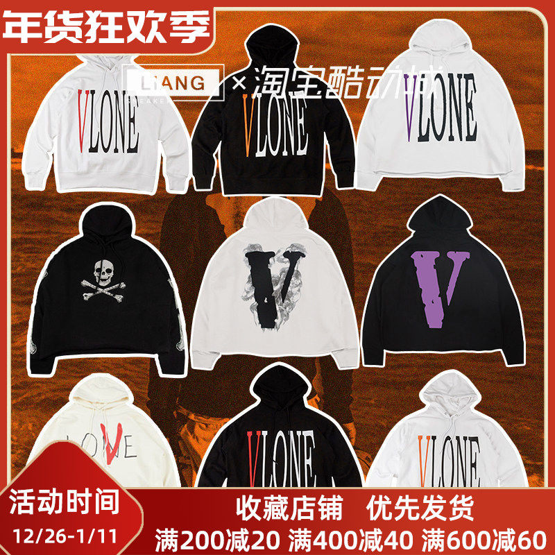 VLONE卫衣闪电联名藤原浩胸前FRIENDS绿红橙V背后大V帽衫连帽卫衣