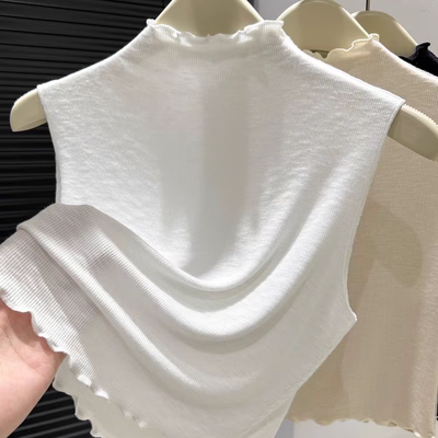 立领随身针织棉木耳边