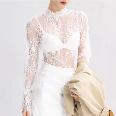 半高领蕾丝花边内搭打底衫女