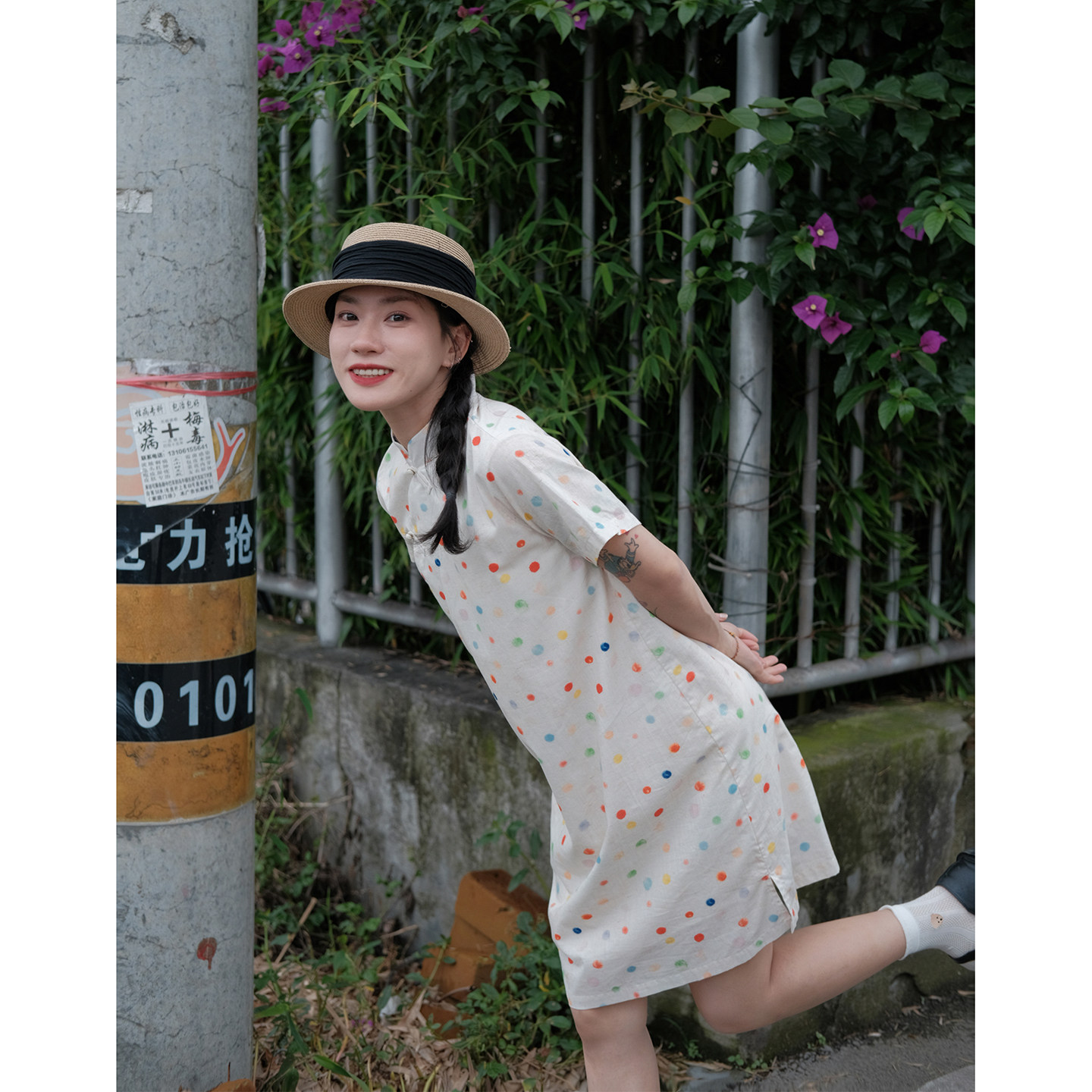 复古少女波点小众连衣裙