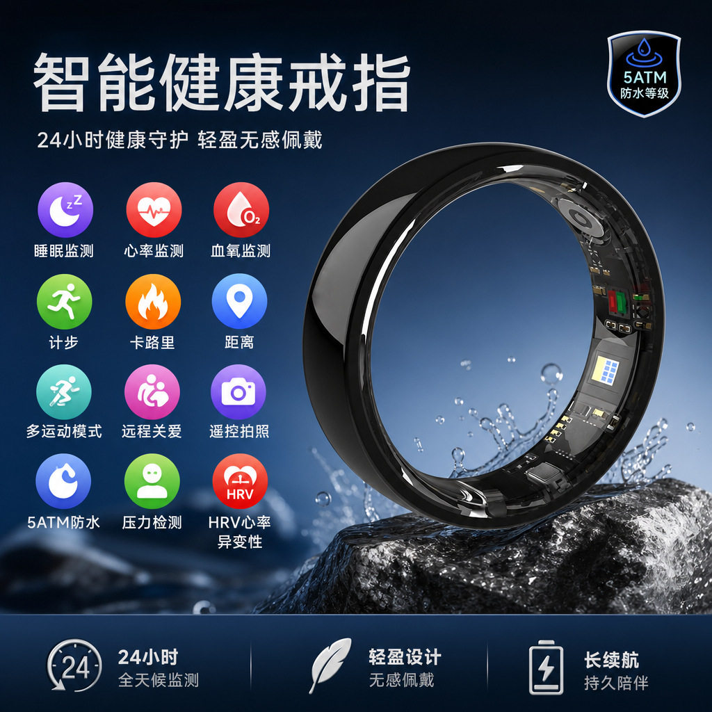 新款蓝牙ai智能戒指健康智能穿戴智能戒子电子智能指环smart ring