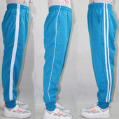 天蓝色校服裤 子中小学生男女螺纹粗条运动收口蓝色两道杠速脚校裤