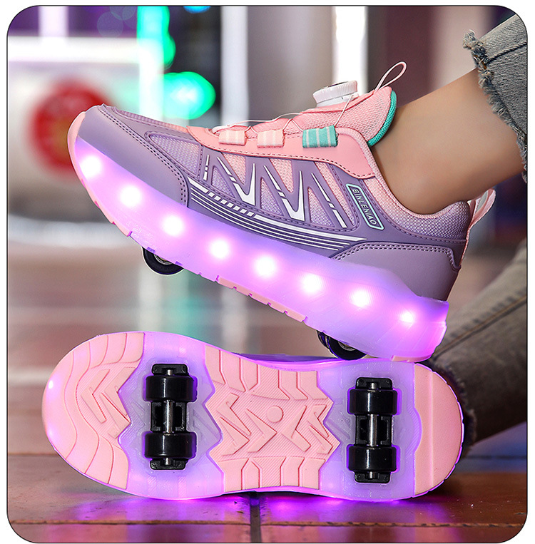 高顏值春季透氣閃燈四輪暴走鞋