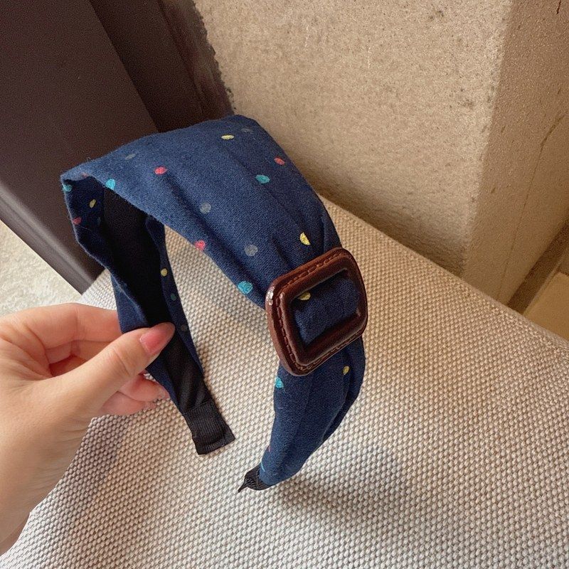 韩版网红发饰复古牛仔糖果波点头箍时尚宽边发卡洋气打结发箍头饰