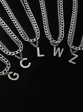 时尚精品港风字母潮款项链饰品双层金属麻花项链女