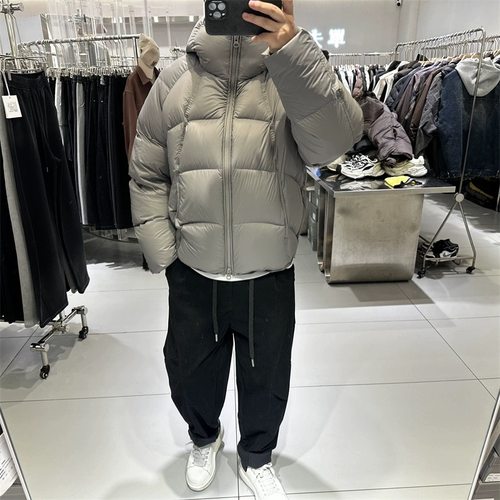 高充300g白鸭绒男士连帽羽绒服宽松保暖冬装潮牌高街面包服外套