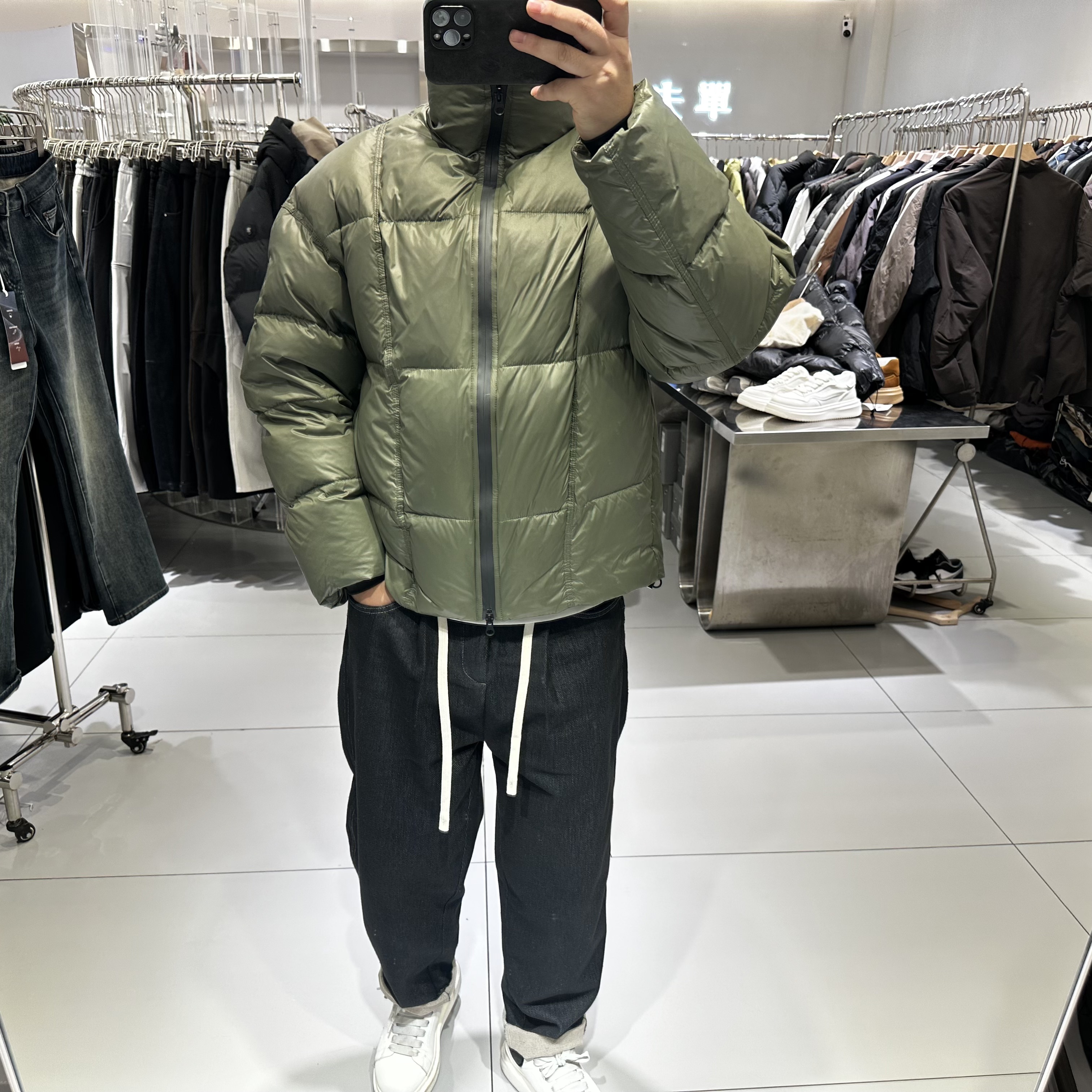 200g高充白鹅绒立领羽绒服冬装潮牌男士保暖加厚泡芙面包服外套