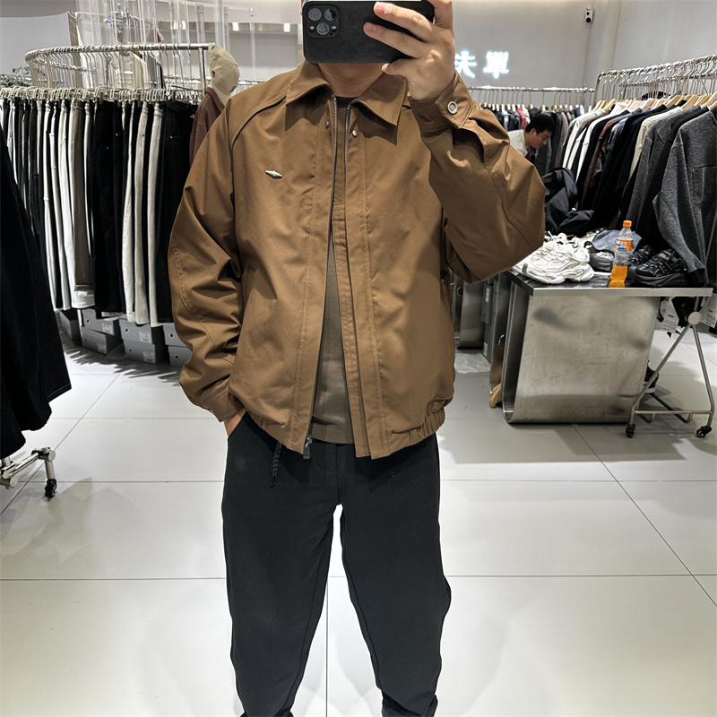 2025冬季新款男士翻领羽绒服宽松极简风小刺绣白鸭绒保暖外套轻奢