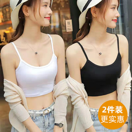夏季白色吊带背心女内搭短款露肚脐薄款上衣遮光防走光透气打底衣