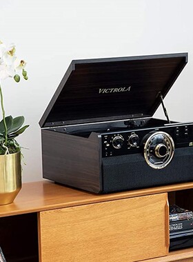 Victrola Empire蓝牙音响复古黑胶唱机CD机磁带播放器FM收音机