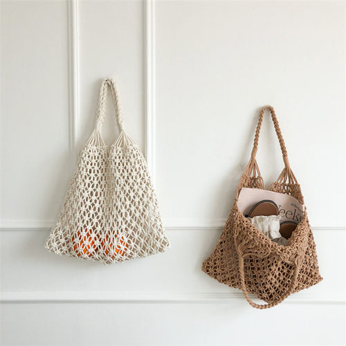 韩版单肩镂空森系沙滩包网红同款