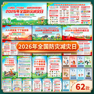 2026年全国防灾减灾日展板512预防自然灾害知识宣传海报图片素材