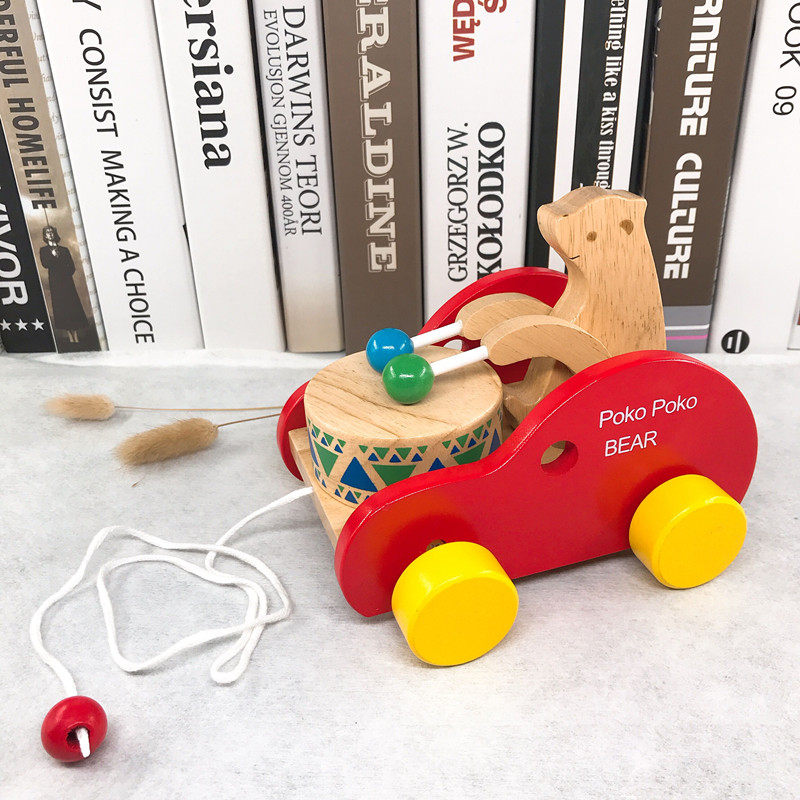 Little Bear Drums Drag Walker wooden  Hand lines Pull automobile baby Drawstring Toy car 1-3 yearin the Toy/Childs/Puzzle/Building block/Model , Children crawl/Toddler/Fitness , Drag toddler toys  category - from Buy2taobao.com to provide professional Taobao agent buy service