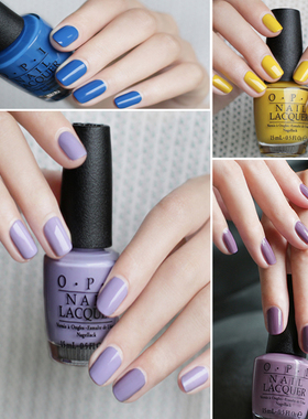 牢固OPI指甲油浅淡香芋紫色F83海蓝F87柠檬黄F91持久美甲I62显白