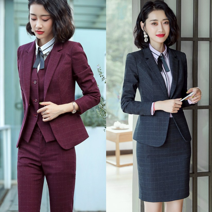 职业装西装套装女长袖春秋时尚气质面试正装OL西服套裤工装工作服