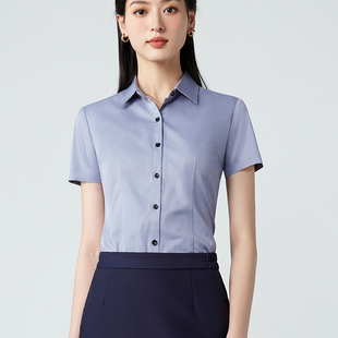 修身高级短袖衬衣白领工作服女装色气质工装售楼新款夏季透气衬衫
