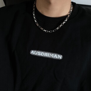 高街格子重叠项链男潮女潮嘻哈素链冷淡轻奢简约锁骨链不掉色百搭