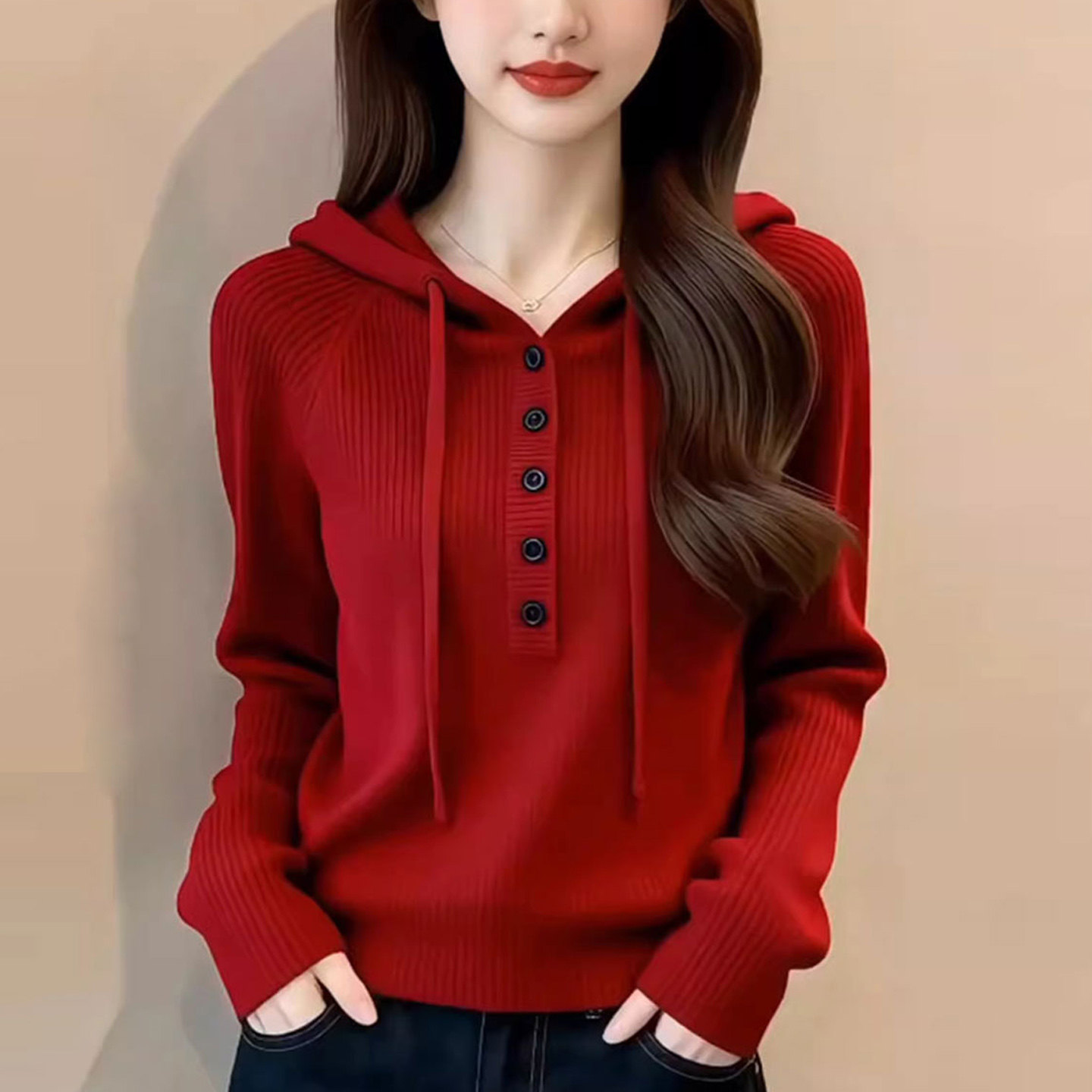 高级感红色针织衫女洋气质大码毛衣2026秋冬新款漂亮打底内搭上衣,女装/女士精品,毛针织衫,淘宝优惠券,粉丝福利购,淘宝优惠卷