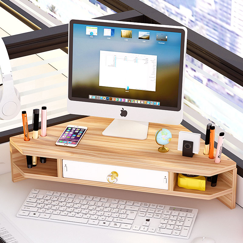 三角电脑增高架显示屏办公t室用品员工工位办公桌面收纳置物架神