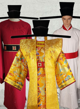 宋朝皇帝龙袍太子官服红色配直翅帽鹤唳华亭同款古装常服