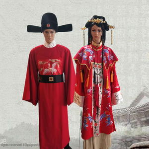 古装男女婚服明朝中式婚礼古代新郎新娘比甲长袍官服夫人演出服装