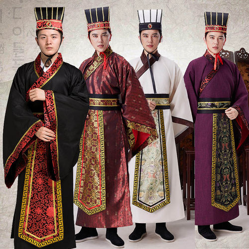 古装男士秦朝汉服大臣王爷直裾深衣唐装三国诸葛亮戏服舞台演出服