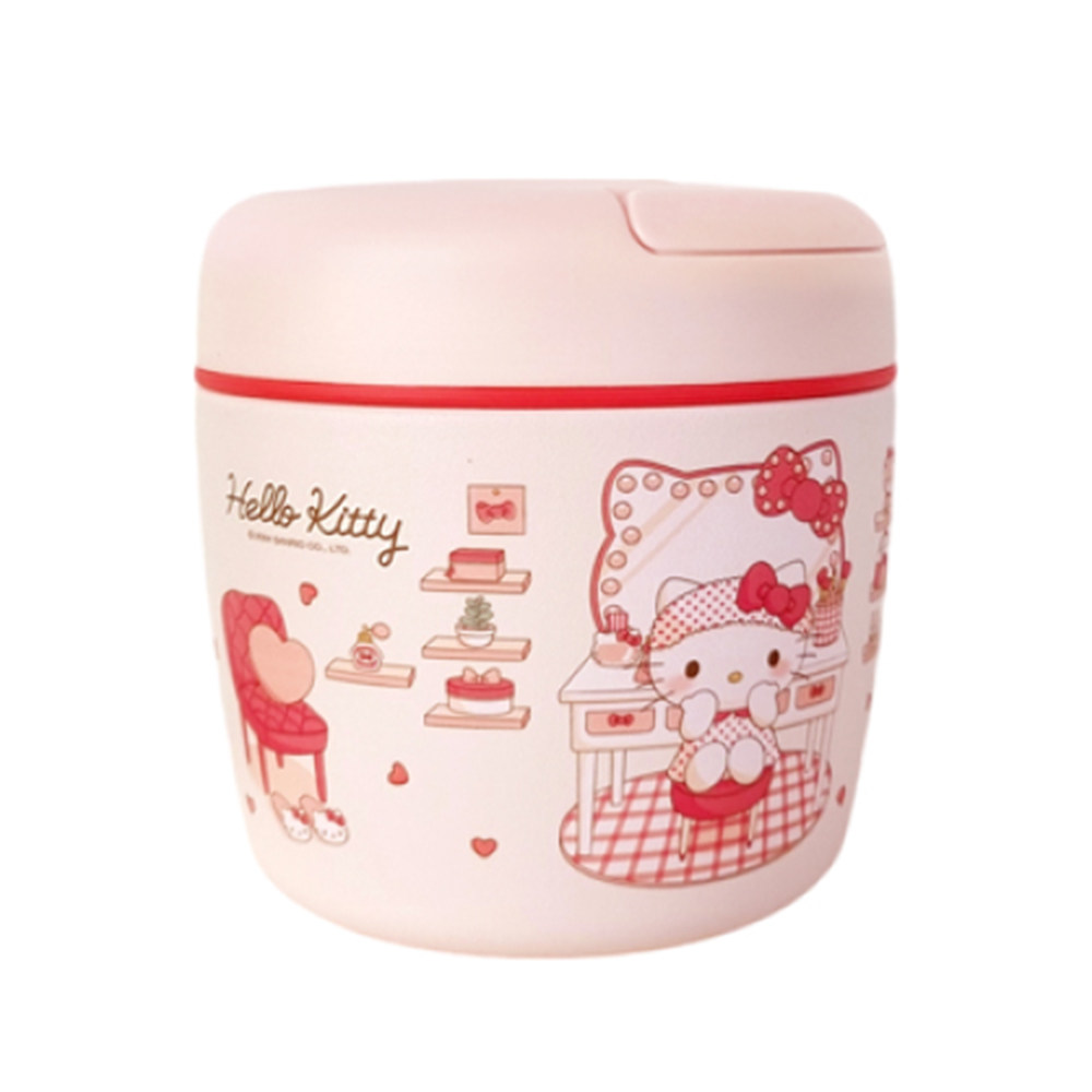 韩国hellokitty凯蒂猫双层保温饭盒卡通带勺便当盒手提不锈钢饭桶