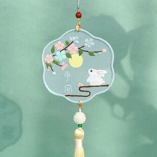 纯手工成品平安福刺绣diy送男友车挂件平安符春节香包香囊双面绣