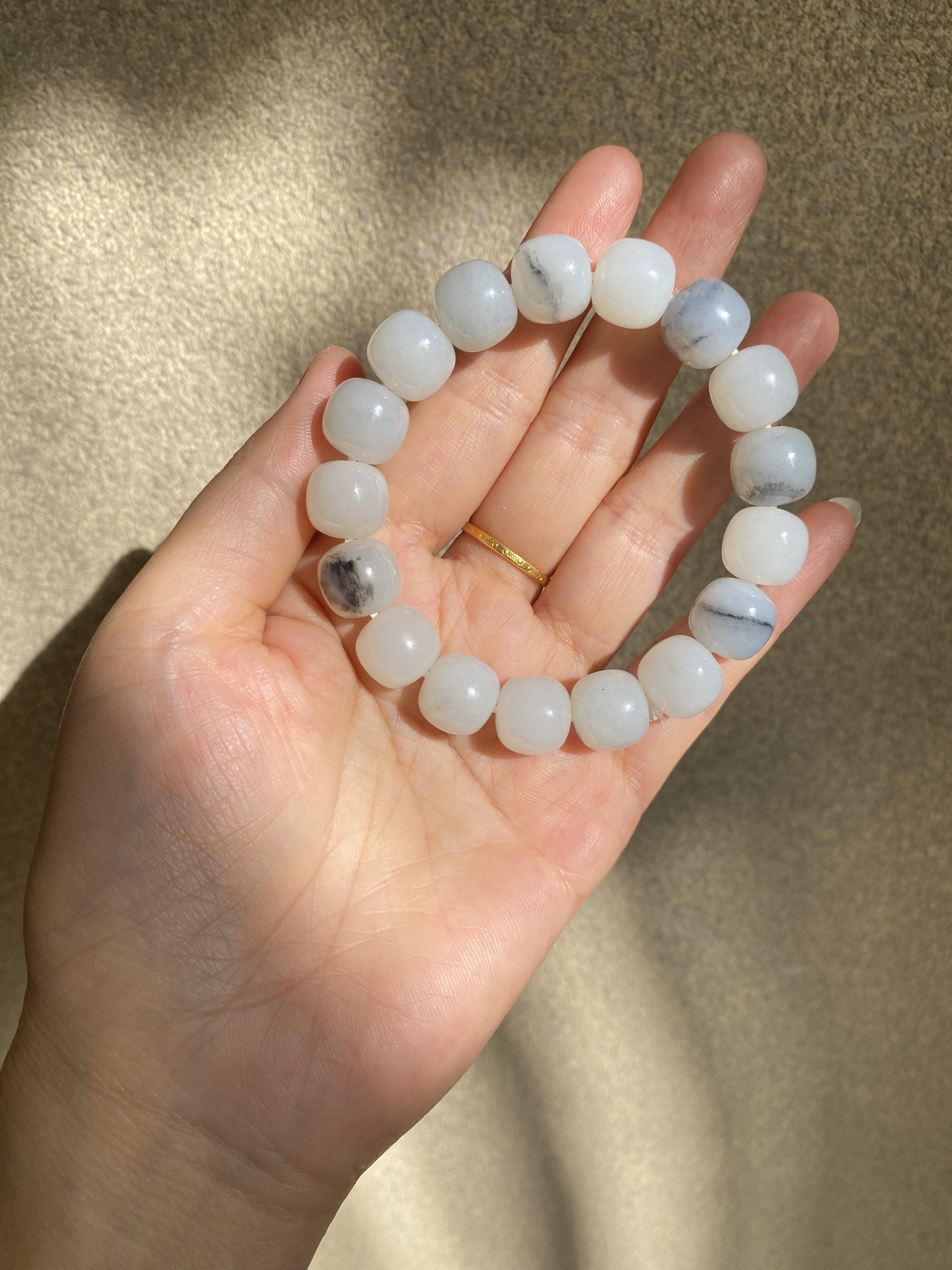 和田玉籽料青花老型珠手串