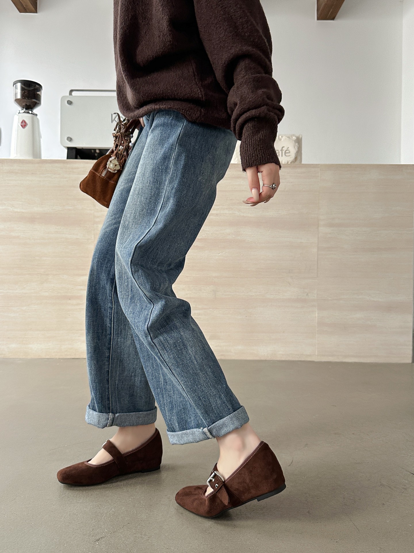 2025新款法式少女玛丽珍鞋复古绒面内增高女鞋一字扣带方头单鞋女