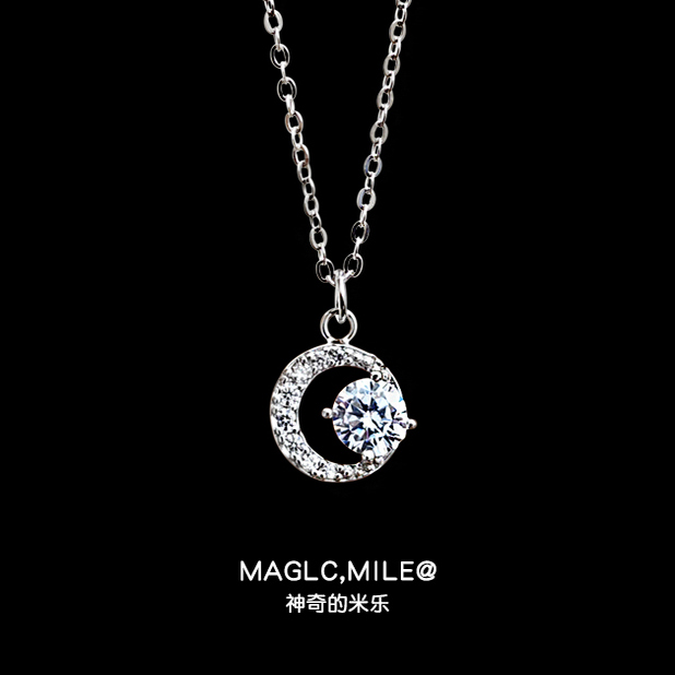 s999纯银莫桑石项链女小众轻奢高级感莫桑钻足银锁骨链爆款颈链