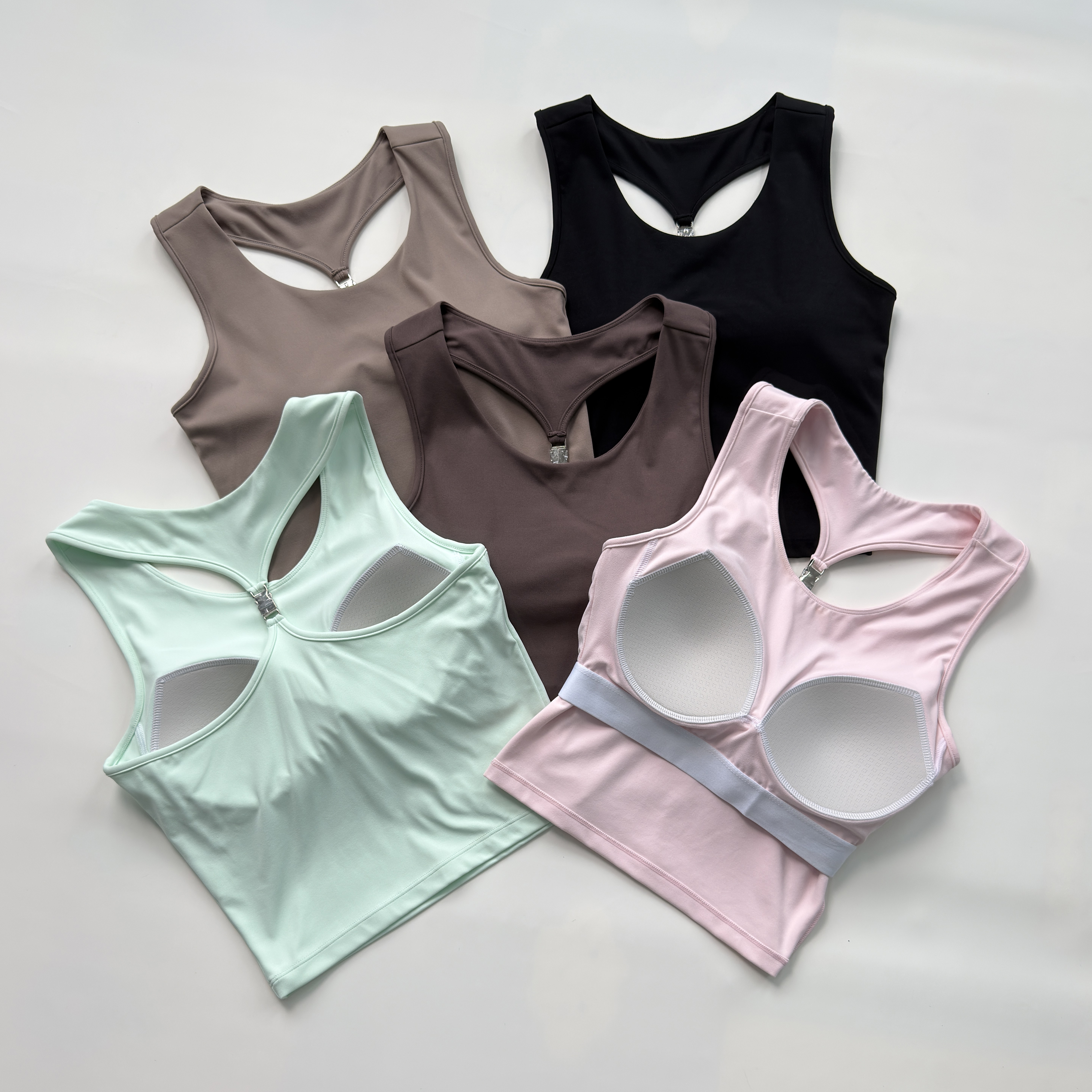 U领工字美背一体式运动内衣显瘦遮副乳瑜伽健身背心日常百搭上衣