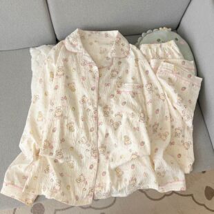 日系甜美可爱ins纯棉睡衣女长袖少女感春秋季家居服可外穿套装夏