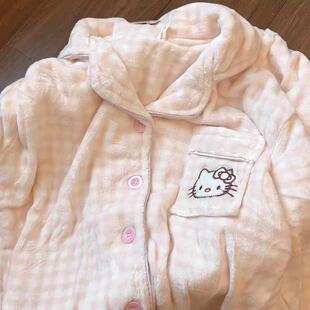 韩国珊瑚绒睡衣女秋冬款甜美HelooKitty加厚日系可爱法兰绒家居服