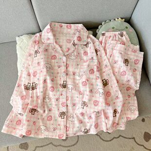 日系甜美可爱ins云朵棉睡衣女长袖少女感春秋季家居服可外穿套装