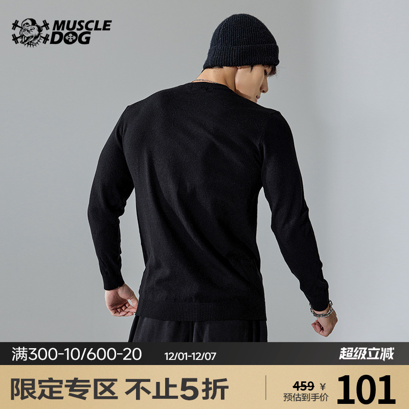 肌肉狗潮牌新品针织毛衣运动T恤