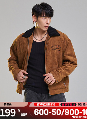 肌肉狗 短款棉衣男秋冬新品麂皮绒翻领休闲潮流棉服外套健身夹克