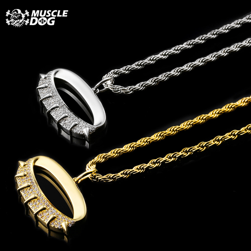 MuscleDog肌肉狗 潮牌项链男女同款镶钻挂件吊坠百搭简约个性配饰