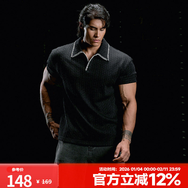 肌肉狗 2025秋冬新品运动休闲T恤男美式宽松翻领polo衫训练健身衣,运动服/休闲服装,运动T恤,淘宝优惠券,粉丝福利购,淘宝优惠卷