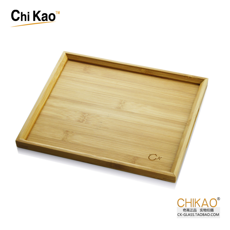 奇高chikao 竹制方形茶盘欧式简约茶托大号实木茶具托盘茶道配件