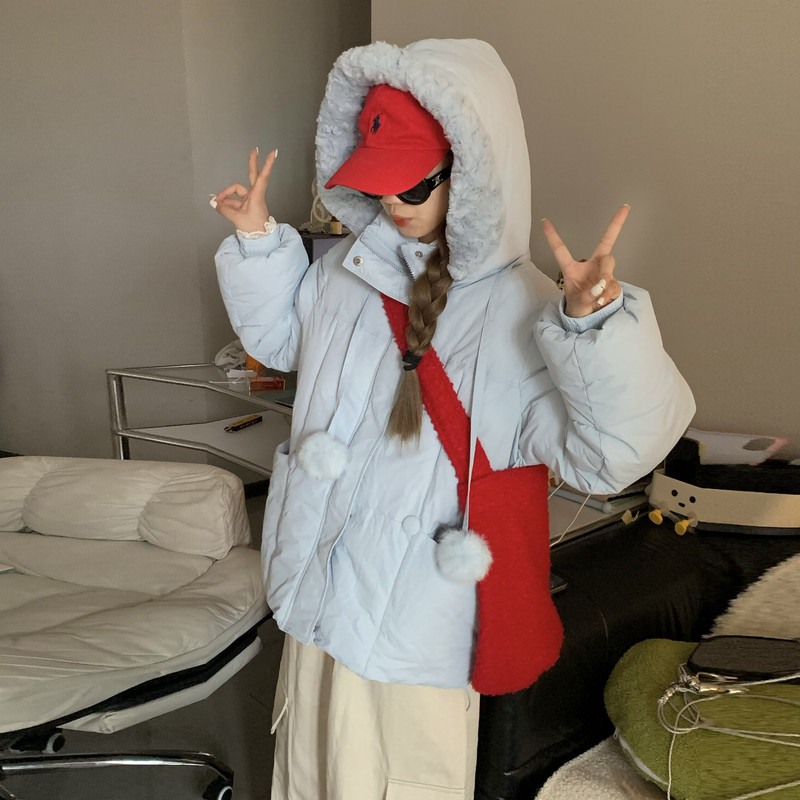 奶呼呼黄色羽绒服棉女冬季2025新款短款小个子甜美可爱面包服外套