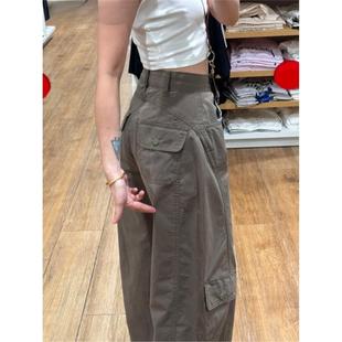 牛仔裤 工装 女秋季 胖mm休闲弯刀裤 大码 高腰显瘦直筒阔腿裤 复古美式
