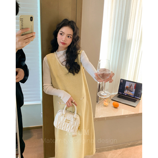 韩系温柔雪尼尔宽松无袖 甜心奶酪 叠穿气质背心裙 AMUM孕妇装