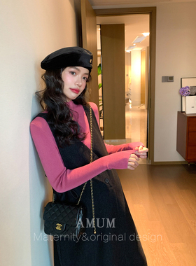 ◆AMUM孕妇装◆温柔静奢~复古V领宽松可调节气质A字无袖背心裙