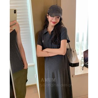 ◆AMUM孕妇装◆高智懒人裙~polo翻领休闲连衣裙显瘦小个子孕妇裙