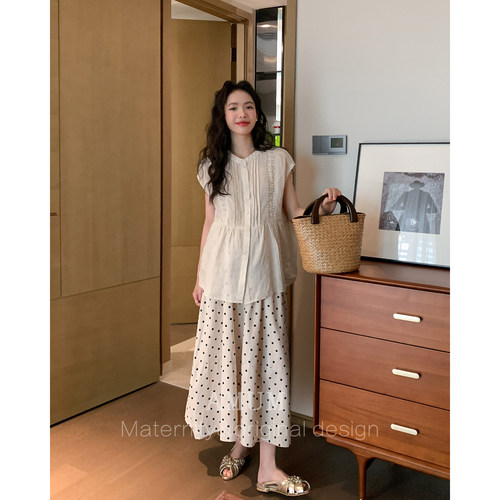 苎麻清凉孕妇装背心无袖上衣衬衣