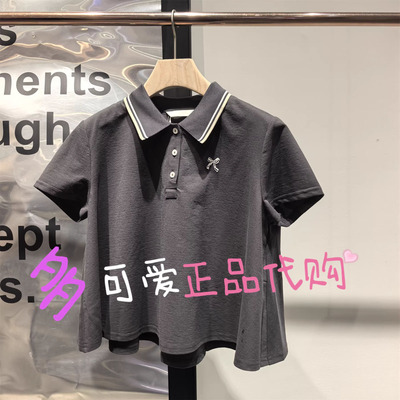 播T恤2026夏季BDT2YD1776新款简约撞色翻领短袖上衣开心的周末